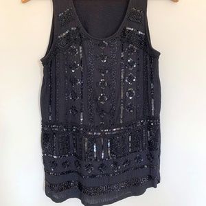 Lucky Brand Beaded Black Top XS